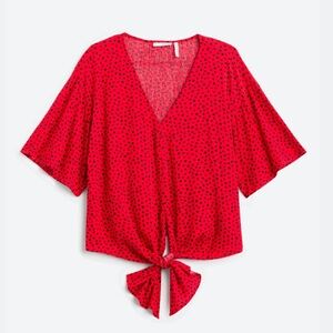 Red LUQ Rhee Tie Front Top